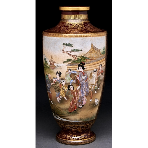 Appraisal: A Japanese Satsuma brown ground vase Meiji period of shouldered