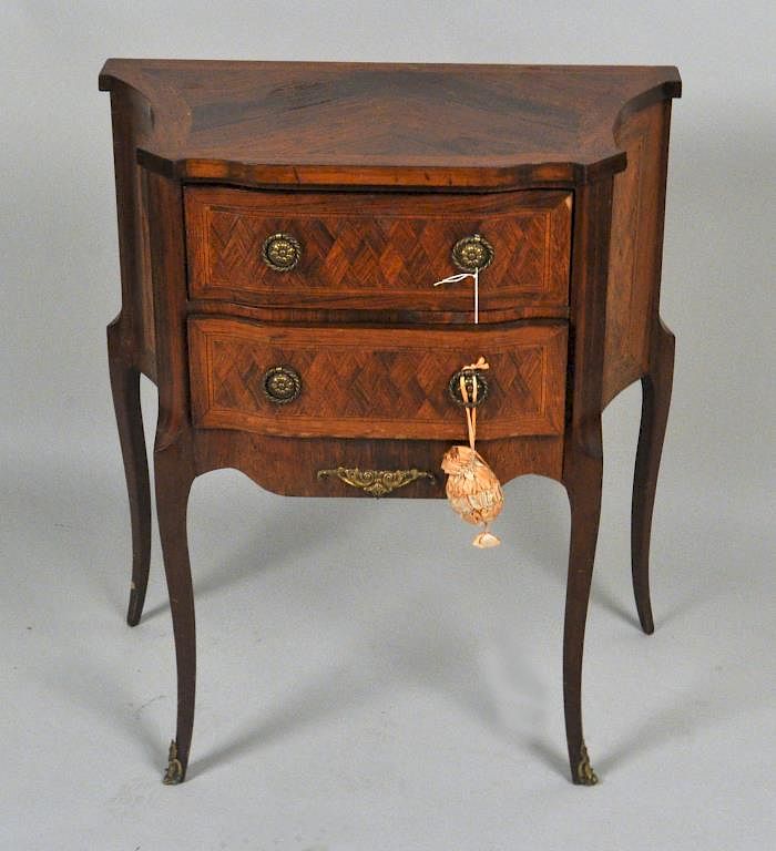 Appraisal: French Louis XVI Style Inlaid Walnut Stand with herringbone veneers