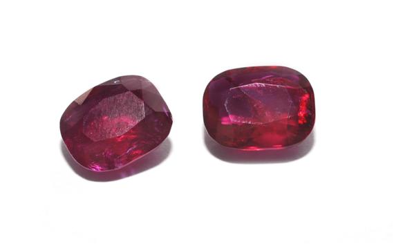 Appraisal: TWO UNMOUNTED BURMA RUBIES One antique-oval ruby of ct and