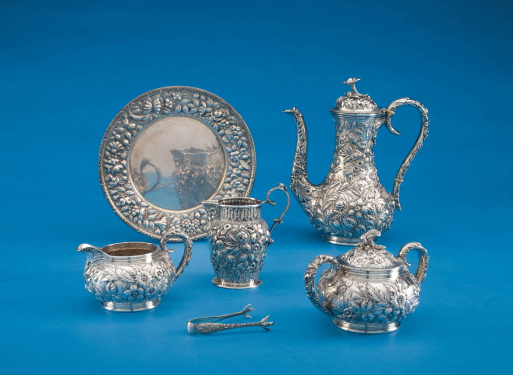 Appraisal: BALTIMORE SILVER quot REPOUSSE quot PATTERN THREE-PIECE COFFEE SET S