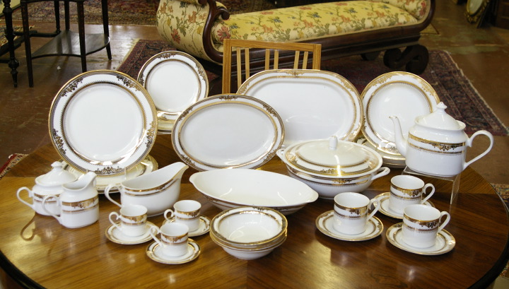 Appraisal: One Hundred Sixteen-Piece Napoleon Works Sevres White and Gold Porcelain