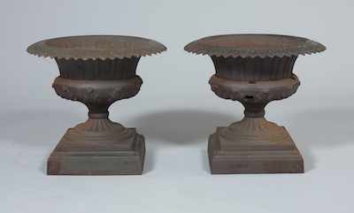 Appraisal: A Pair of Cast Iron Garden Urns By Walbridge Co