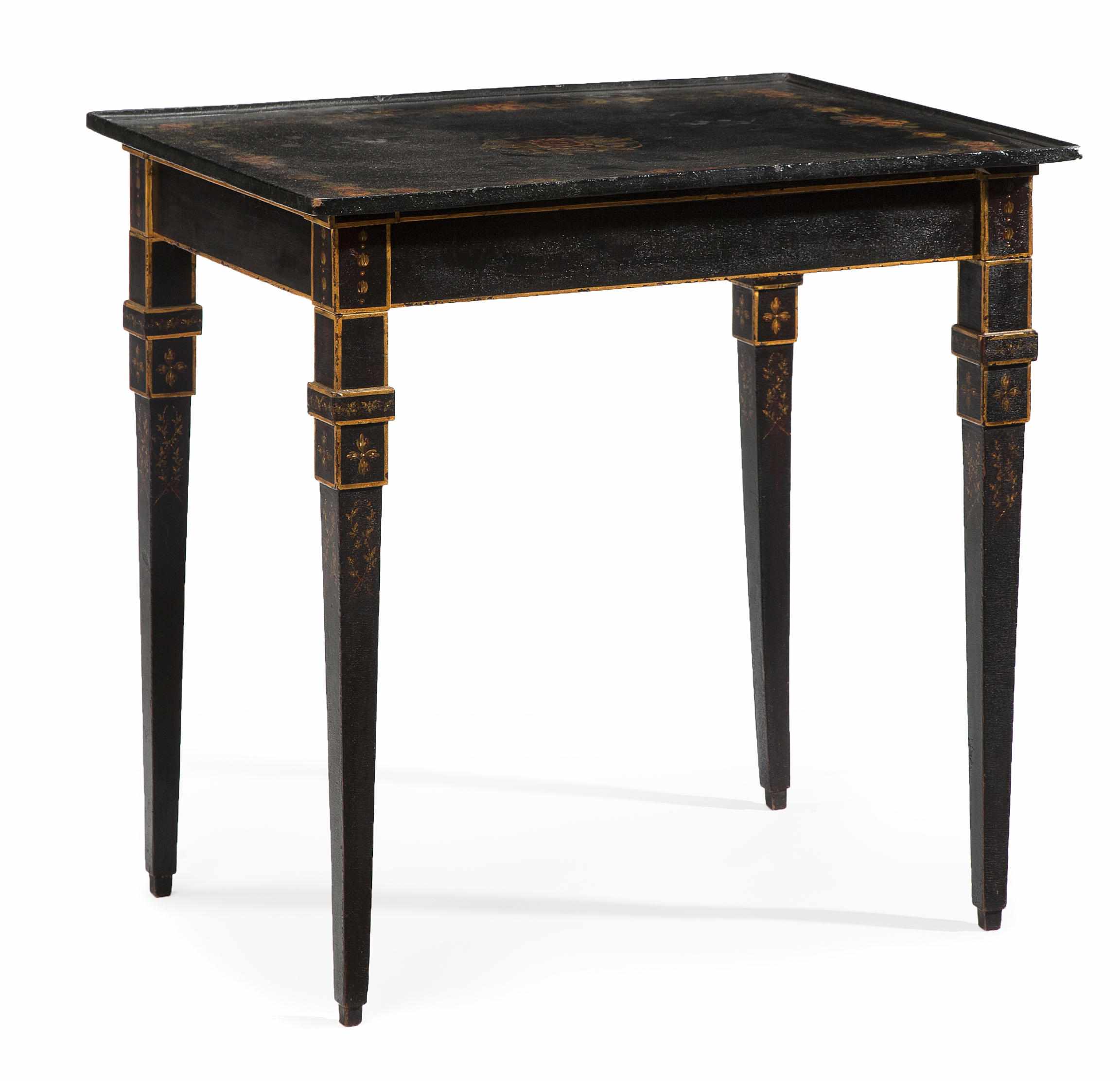 Appraisal: A Neoclassical style paint decorated center table th century height