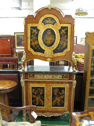 Appraisal: LOUIS XV STYLE ORMOLU-MOUNTED MARQUETRY CABINET ON CABINET The top