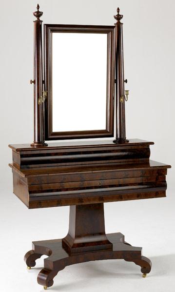 Appraisal: CLASSICAL EMPIRE DRESSING TABLE In mahogany on pedestal base with