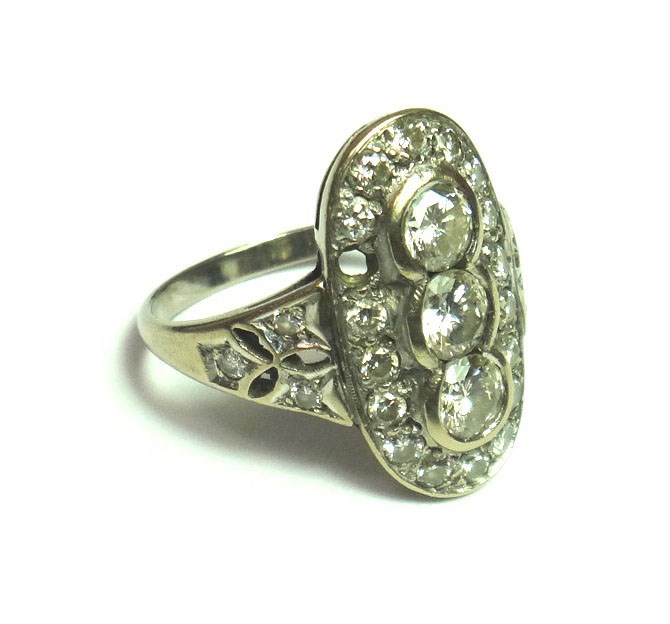 Appraisal: A diamond set panel shaped cluster ring set with the