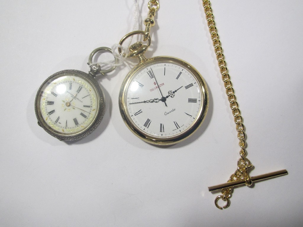 Appraisal: Lot comprising silver fob watch and a gilt metal pocket