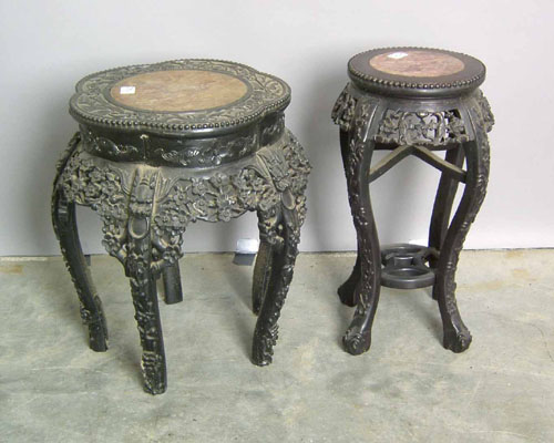 Appraisal: Two Chinese marble top stands late th c h h