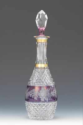 Appraisal: A Cut Crystal Decanter Baccarat Delicate faceted clear glass decanter