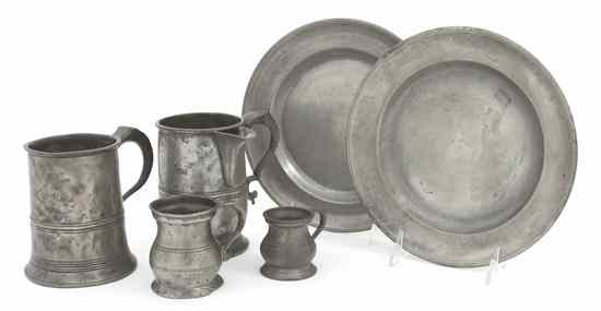 Appraisal: A Collection of Pewter Articles comprising a pair of plates