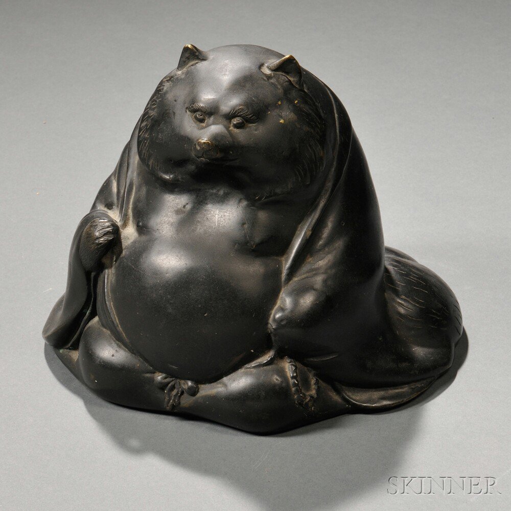 Appraisal: Bronze Okimono of a Bear Japan th th century dressed