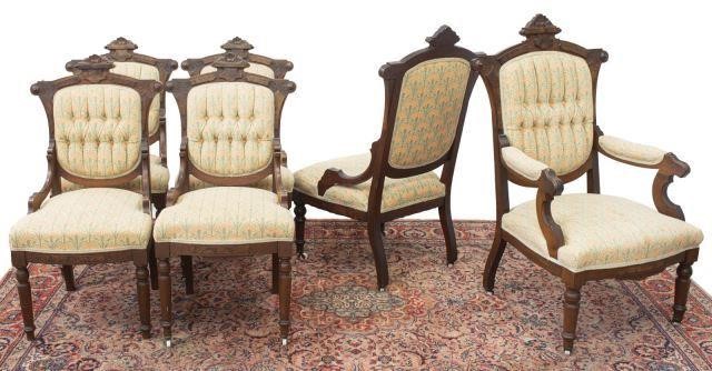 Appraisal: lot of American Victorian Eastlake dining chairs each having scallop