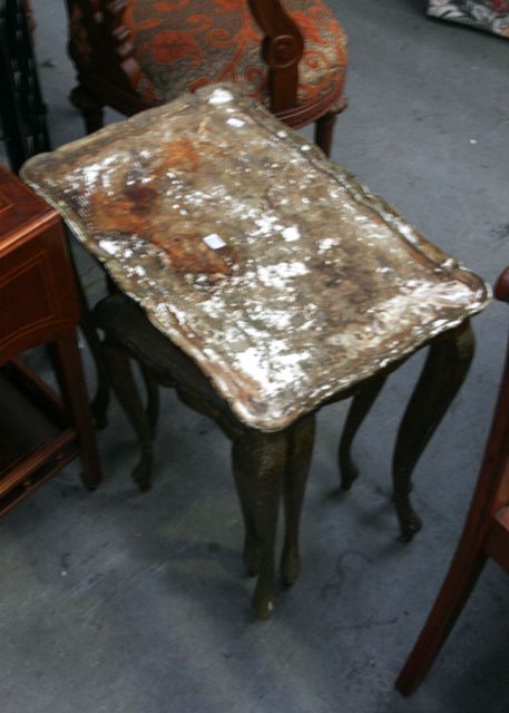 Appraisal: A nest of three French paper mache tables water damage