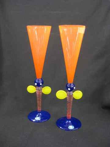 Appraisal: Pair of Barovier Toso Art Glass Tall Champagnesoriginal labels Memphis