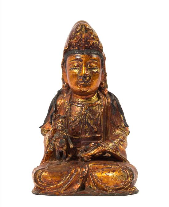 Appraisal: Sale Lot A Chinese Gilt and Black Lacquered Bronze Figure