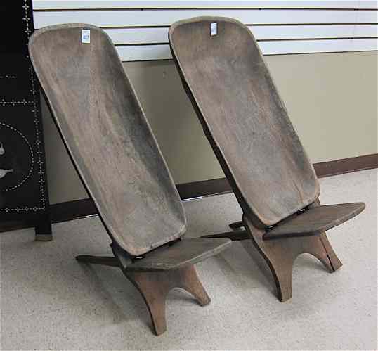 Appraisal: TWO WOOD SENUFO CHAIRS Senufo tribe Ivory Coast West Africa