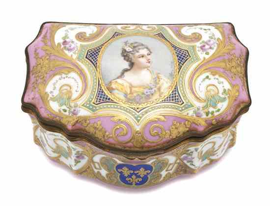 Appraisal: A Sevres Style Porcelain Table Casket of shaped rectangular form