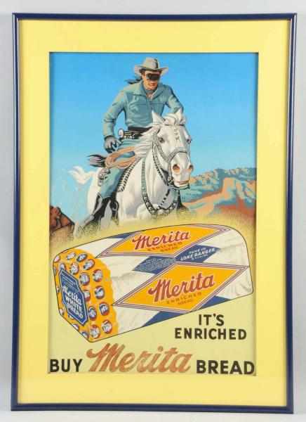 Appraisal: Tin Merita Bread Lone Ranger Sign Matted and framed under