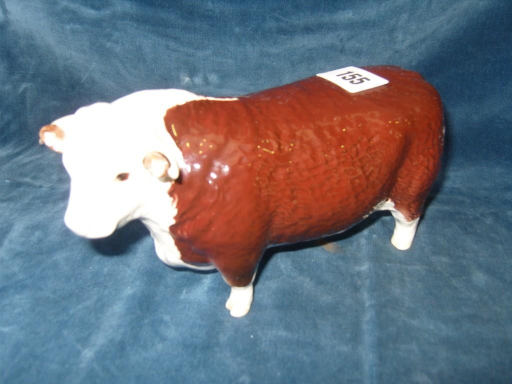 Appraisal: A Beswick model of a Hereford bull mark to base