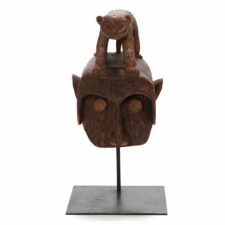 Appraisal: Cameroon Figural Bamileke Mask carved wood an animal head is