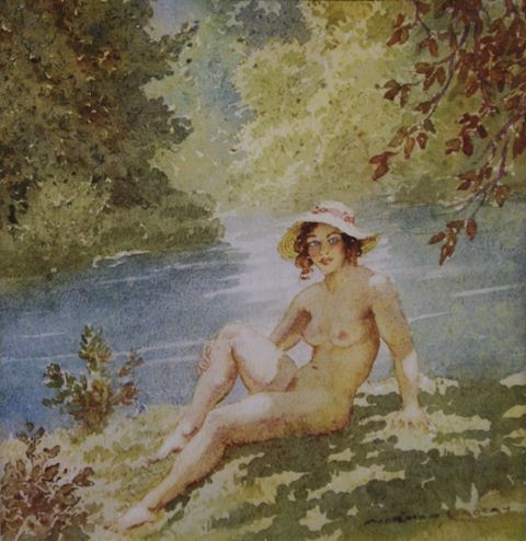 Appraisal: After Norman Lindsay - The Bather reproduction print x cm