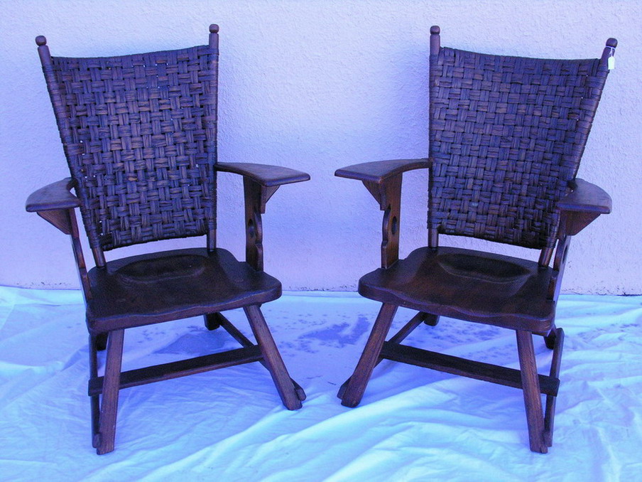 Appraisal: PAIR OLD HICKORY ARTS AND CRAFTS CHAIRS made in Martinusville