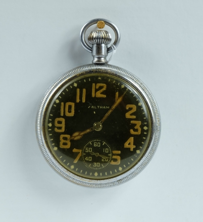 Appraisal: Waltham Military pocket watch with black dial marked to the