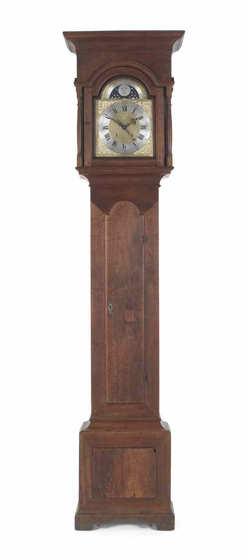 Appraisal: Rare New Jersey Queen Anne walnut tall case clock ca