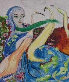 Appraisal: Elizabeth Vassilieff circa - Maiden with Birds of Paradise oil