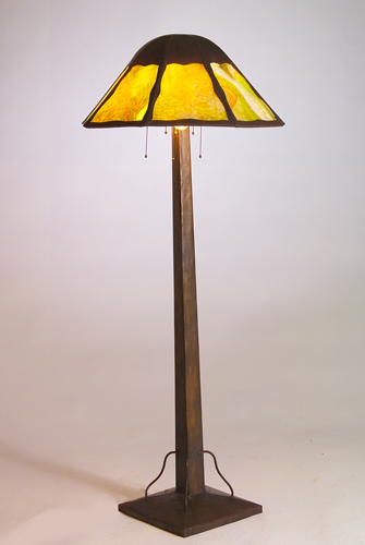 Appraisal: LIMBERT Attr Hammered copper floor lamp with a faceted mushroom-shaped