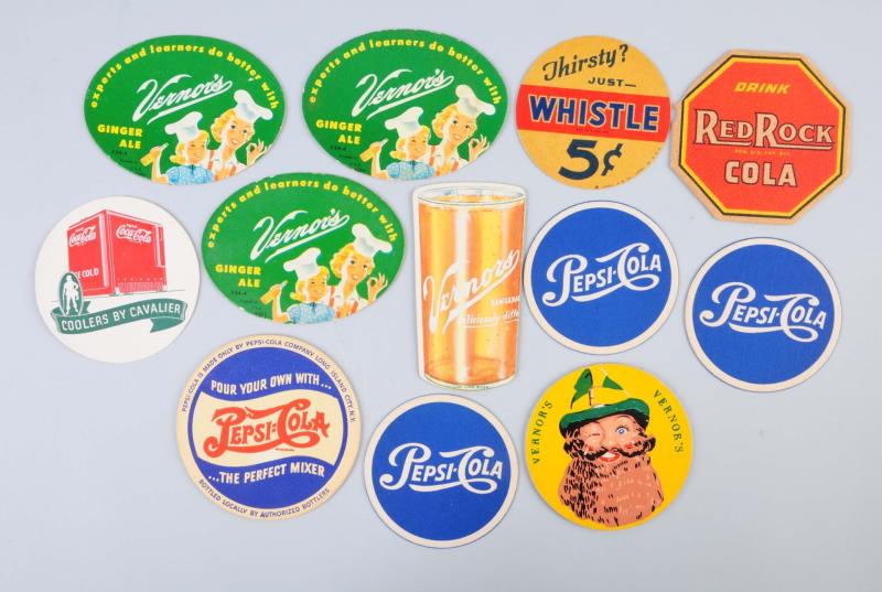 Appraisal: Lot Of Soda Advertising Coasters 's - 's This lot