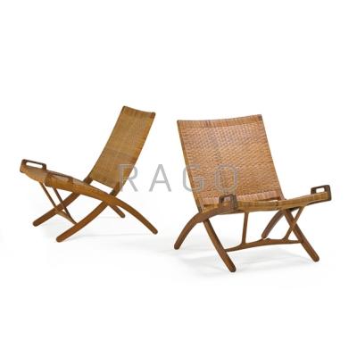 Appraisal: HANS WEGNER - JOHANNES HANSEN Pair of folding chairs Denmark