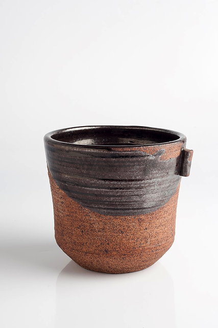 Appraisal: Janet Leach British - at Leach PotteryVasetenmoku poured glazeimpressed potter's