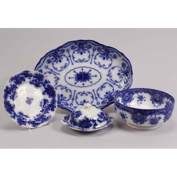 Appraisal: Lot of pcs English flow blue Lancaster pattern platter bowls