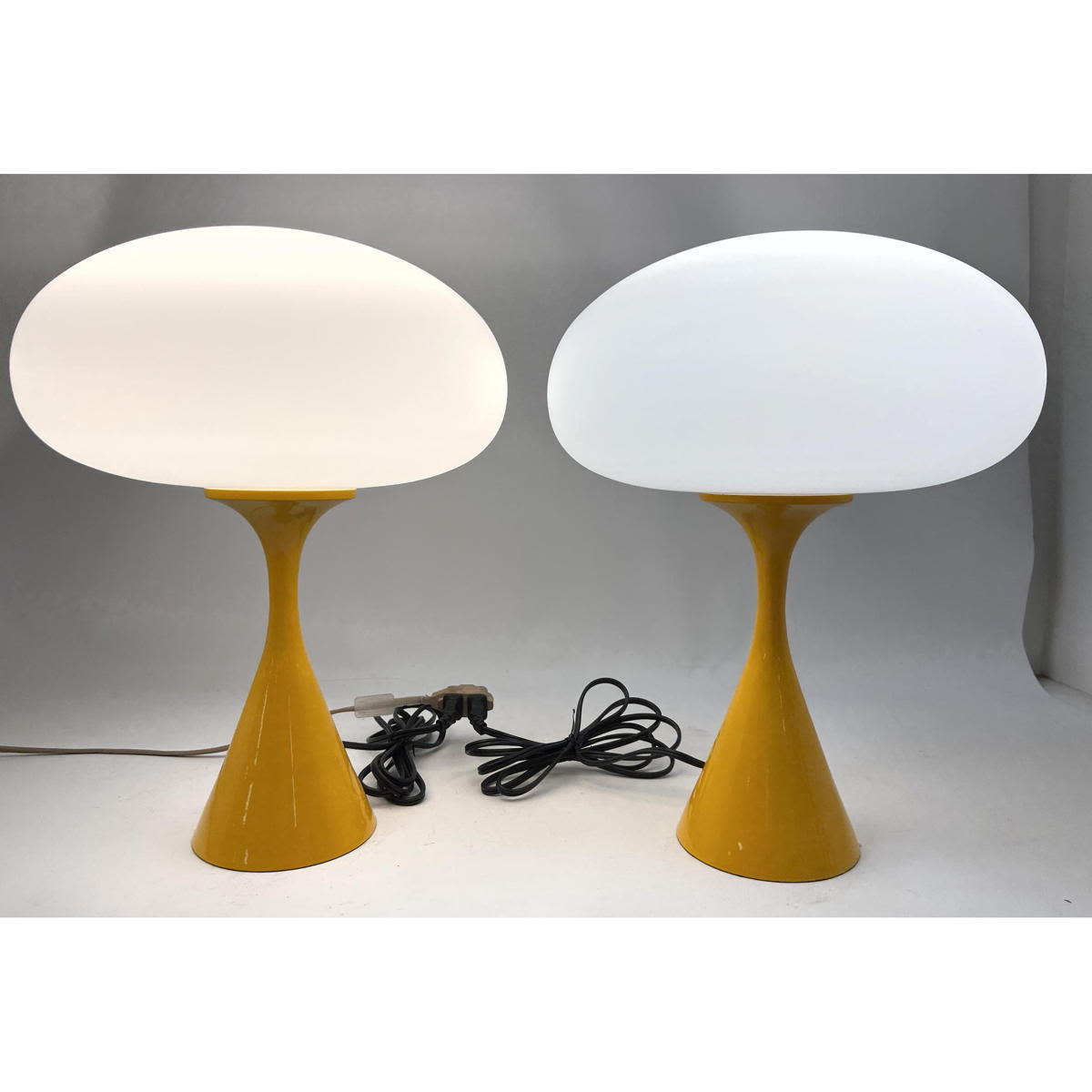 Appraisal: Pr Contemporary Stemlite Mushroom Lamps Golden Yellow bases Designline Taller