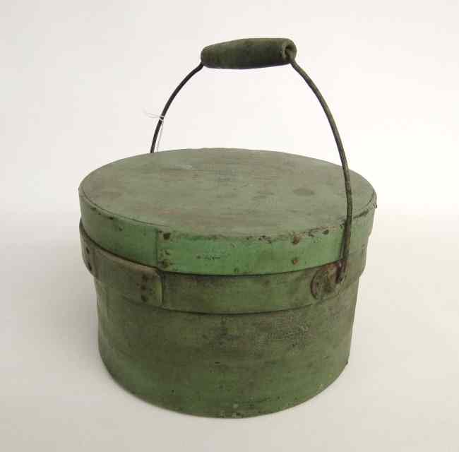 Appraisal: th c pantry box in old green paint '' Diameter