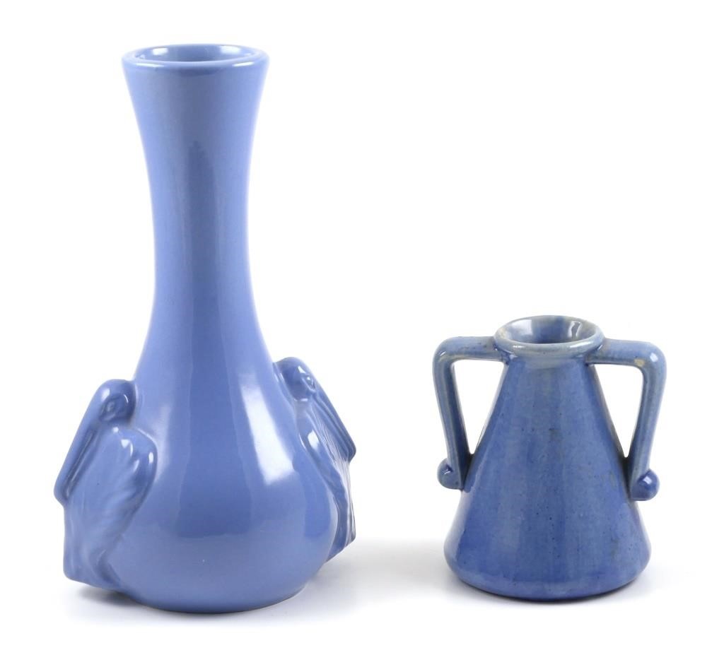 Appraisal: Two Floramics Tampa pottery vases both with blue glaze Vases