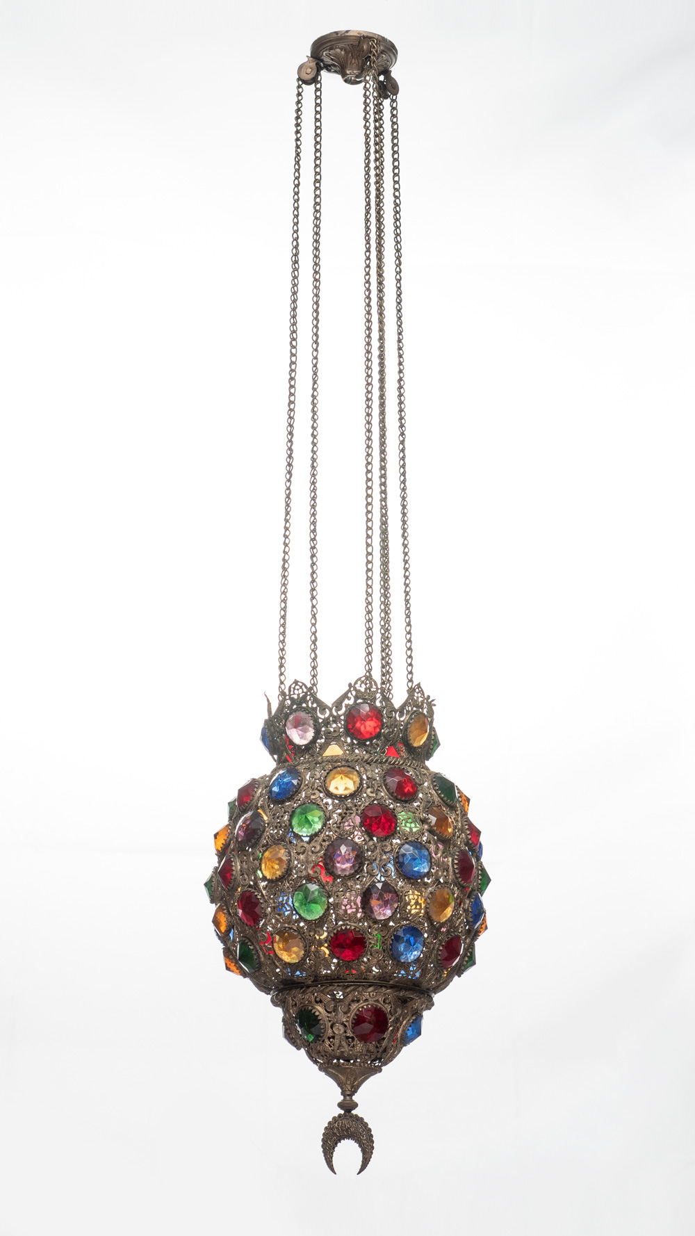 Appraisal: FRENCH HALL LAMP WITH COLORFUL GEMS French hall lamp of