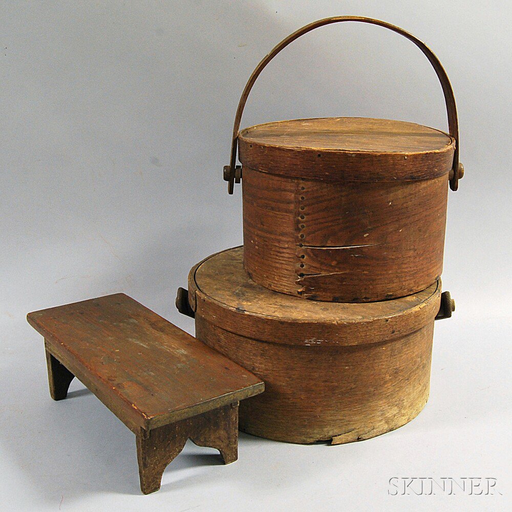 Appraisal: Two Round Swing-handled Pantry Boxes and a Cricket dia to