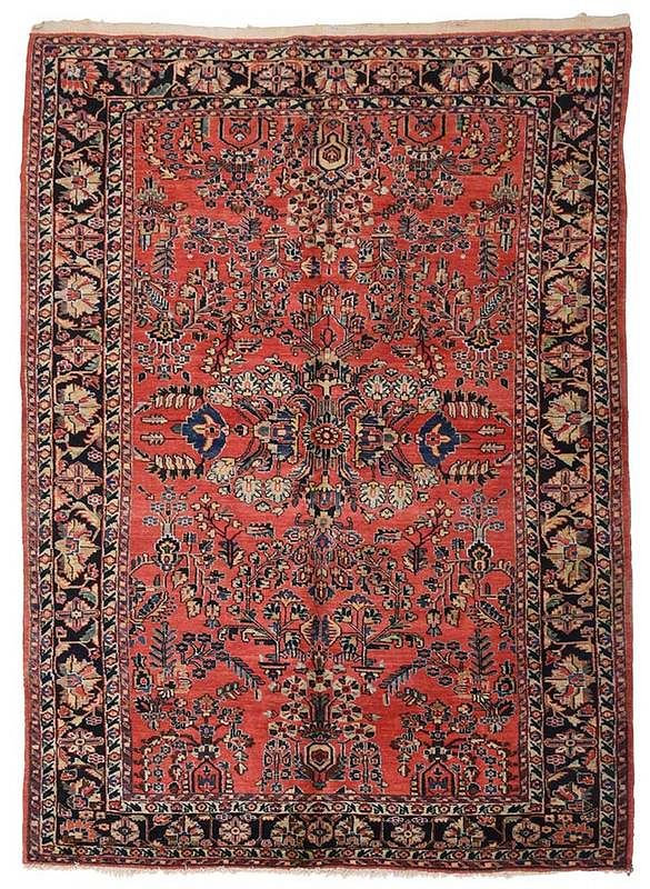 Appraisal: Sarouk Rug early th century red field with geometric floral