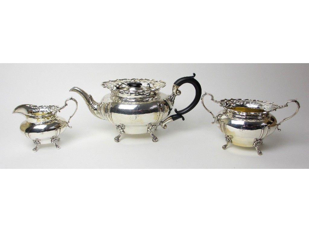 Appraisal: An Edwardian silver three piece tea service by Williams Birmingham