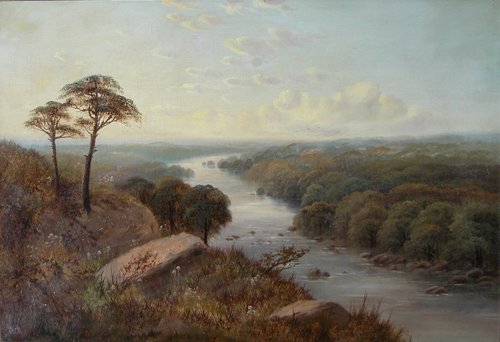 Appraisal: Artist Beetie R Title Extensive River Landscape Medium oil on