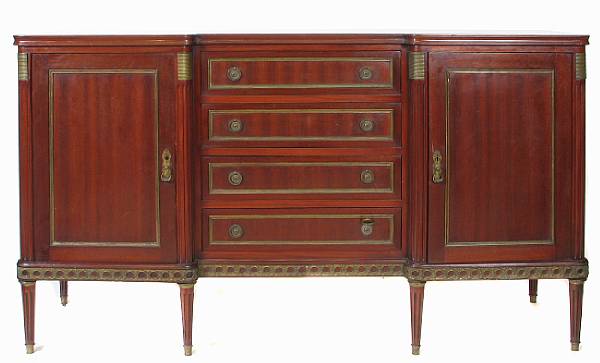 Appraisal: A Louis XVI style bronze mount buffet cabinet height in