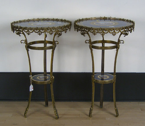 Appraisal: Pair of contemporary painted porcelain and gilt end tables h