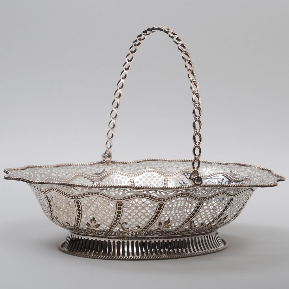 Appraisal: George III Silver Cake Basket Marked probably for William Plummer