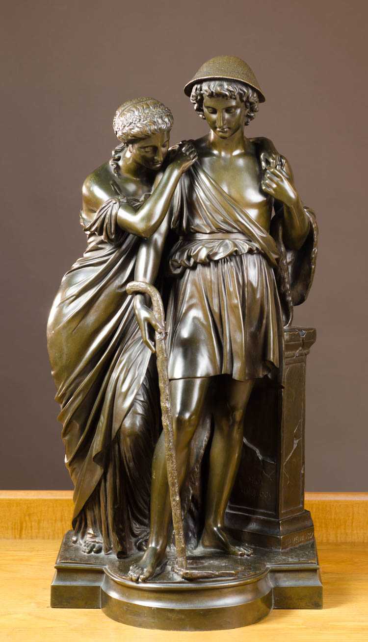 Appraisal: EUGENE-ANTOINE AIZELIN FRENCH - bronze figural group Bergers d Arcadie