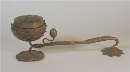 Appraisal: Japanese bronze 'lotus' form censer late th century Of long