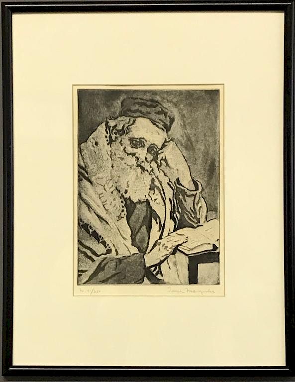 Appraisal: Joseph Margulies Etching Meditation Joseph Margulies New York Meditation framed