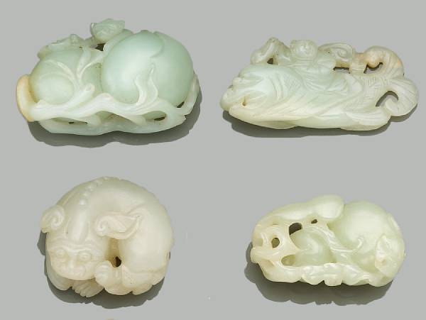 Appraisal: Twenty-one small nephrite carvings th Century and Later Comprised of