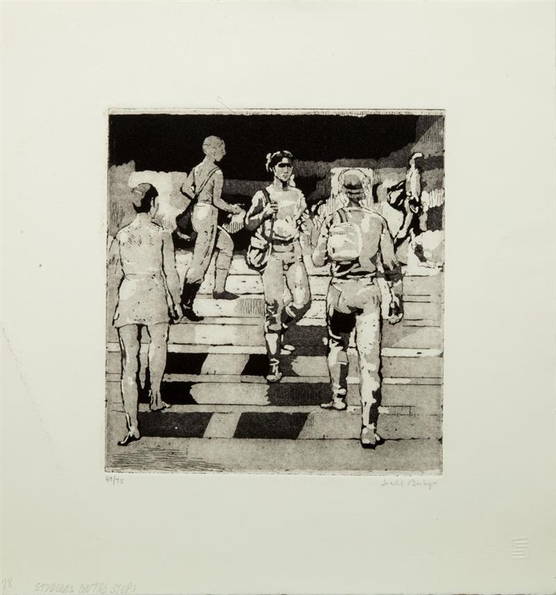 Appraisal: ISABEL BISHOP - STUDENTS ON THE STEPS Etching and aquatint